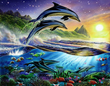 將圖片載入圖庫檢視器 atlantic dolphins diamond painting, atlantic dolphins diamond art by Create Love Share Australia